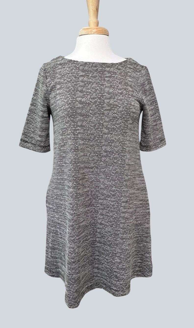 Paraphrase Womens M Black Gray Textured Knit Pocket Tunic Dress Career Casual